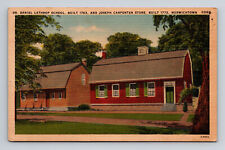 Linen Postcard Norwichtown CT Conn Daniel Lathrop School J Carpenter Store picture