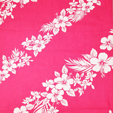 Vintage 1970s Bright Pink Material Cotton Fabric Floral Hawaiian 3.25 yards 43
