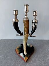Vintage USSR Antique Real Horn Candlestick Sculptural Candelabrum Horn picture