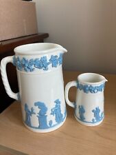 Wedgwood Embossed Queensware Pitchers -  Blue on White picture