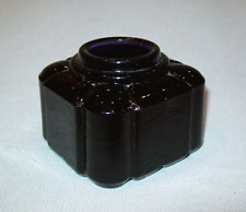 Old Antique Vtg 19th C 1800s Desk Top Black Amethyst Inkwell Pressed Glass Nice picture