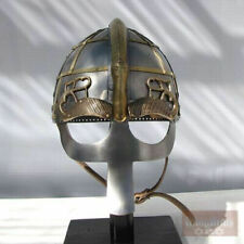 Brass Embossed Design Steel Handmade Gift Medieval Vended Viking Helmet Knight picture