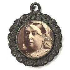 Antique Silver  Royal Queen Victoria Photo Portrait Pendant 1 Inch England 🇬🇧 picture