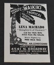 1948 Print Ad Chicago Honolulu Harry's Waikiki Tropical Cocktail Foods Hula Girl picture