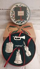 Longaberger Musical Instruments Pewter Ornaments Tin & Box 2003 28084 Bell Drums picture