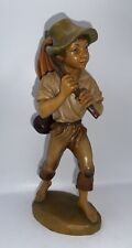 Vintage The Runaway Wander Boy Figure ANRI Italy Wood Carving VERY RARE 10 Inch picture