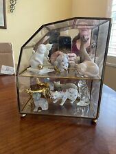 Franklin Mint The Curio Cabinet Cats Mirrored Display Case w/ Eight Figurines picture