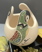 Mata Ortiz Pottery Parrot McCaw Olla Fine Folk Art Vidal Corona Etched Mexican picture
