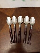 Lot Of 5 Vintage MCM Stanhome Stainless  Bakelite Handles Spoons picture