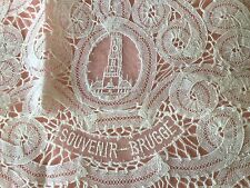 Vintage Belgium lace Souvenir Bruges doily dresser or table mat Brugge Cathedral picture