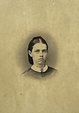ANTIQUE CDV PHOTO SERIOUS LADY 2-CENT CIVIL WAR TAX STAMP 1863 CANTON IL GOOD picture
