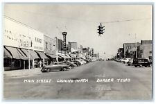 c1950 Main Street Looking North Hanging Stoplight Cars Borger Texas TX Postcard picture