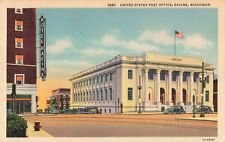 Racine WI Wisconsin, US Post Office, Hotel Racine Marquee, Vintage Postcard picture