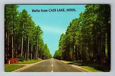 Cass Lake MN-Minnesota, Scenic Highway Road Greetings, Vintage Postcard picture