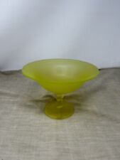 Antique Tiffin Canary Yellow Satin Glass Twisted Stem Compote picture