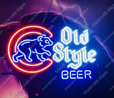 Old Style Beer Chicago Cubs Bear Vivid LED Neon Sign Light Lamp With Dimmer picture