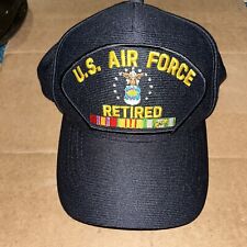 US AIR FORCE RETIRED Baseball Cap Mens OS Eagle Crest Snapback Service Ribbons picture