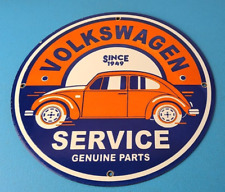 Vintage Volkswagen Sign - Porcelain Automobile VW Bug Dealership Sales Gas Sign picture