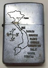 Vintage Vietnam Zippo 1972-1973 Engraved Map of the Vietnam War Oil Lighter picture