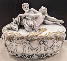 Beautiful Vintage Royal Sealy Ceramic, Trinket, Jewelry Box, Greak/Roman Boudoir picture