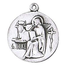 Saint Luke Medal Size .75 in Dia with18 inches L Chain Beautiful Catholic Gift picture