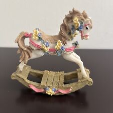 Vintage Resin Small Rocking Horse Figurine Flowers picture