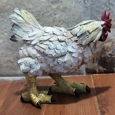 White Resin Chicken Rooster Hen Figurine Farm Decor picture