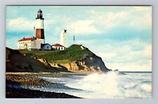 Montauk NY-New York, Montauk Point Lighthouse, Antique Souvenir Vintage Postcard picture