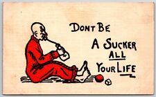 pun comic DON'T BE A SUCKER ALL YOUR LIFE man sucking on bottle Mabel Kuntz picture
