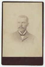 Antique Circa 1880s Cabinet Card Handsome Rugged Man With Mustache in Suit & Tie picture