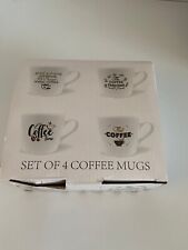 New Set of 4 White Ceramic 10 oz. Coffee Mugs from The Coffee Collection in Box picture