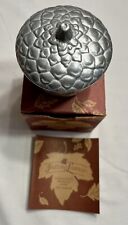 Longaberger 2002 Falling Leaves Metalware Acorn With Candle #77508 - Made In USA picture
