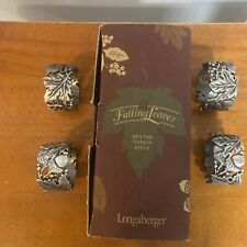 Longaberger Falling Leaves Autumn Reflections Pewter Napkin Rings set/4 picture