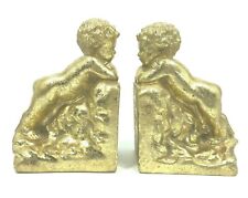 Pair of Cherub Hollywood Regency Gold Bookends 6” by  Andrea Sadek Set of 2  picture