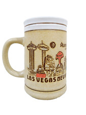 Vtg 60s Las Vegas Strip Casinos Rat Pack Coffee Souvenir Stoneware Tall Mug 5