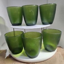 Vtg 6 H. J. Stotter Cup Glass Tumbler Green Acrylic textured Plastic 3 3/4 
