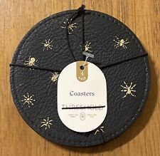 Target Threshold Halloween Coasters Spiders Faux Leather 4 Pack NWT picture