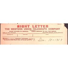 1919 WESTERN UNION TELEGRAPH NIGHT LETTER UNION STOCK YARD ILLINOIS Z132 picture