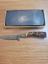  Small Vintage Handmade Fixed Blade Stag Handle Knife w/stone picture