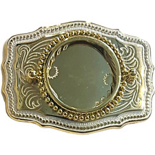 Western Style Belt Buckle for Silver Dollar / 39 MM Stone - Gold and White picture