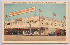 Postcard St. Petersburg, Webb's One Stop Drug Store, Linen A740 picture