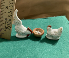 Vintage Miniature Lot Barn Yard Hen Rooster & Nest of Eggs Japan Figurines gold picture