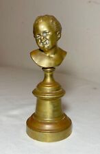 antique 19th century solid heavy gilt bronze baby child bust statue sculpture 2 picture