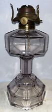 Antique Flint Glass Oil Lamp No 2 Beautiful Hex Font Column Base Amethyst picture