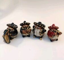 Vintage 4 Piece Mariachi Band Mexican Folk Art Chalkware Figures Cute Fat  picture