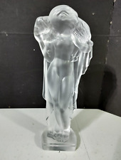 Vintage Sevres Crystal Statuette, Woman With Lamb, 10.5