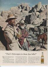 1962 Schweppes PRINT AD 'Thar's Sch in them thar hills' men horse mule desert ad picture
