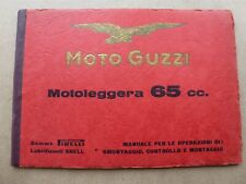 Moto Guzzi motorcycle Motociclo Motoleggera 65 c.c. Owner manual 1950 Dec. picture