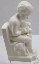 Antique White Porcelain Putto Boy Writing in A Book Sitting Germany 5