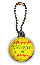 Softball Zipper Pull/Bag Tag Personalized with Name, Number, Team 1.5 Inch Charm picture
